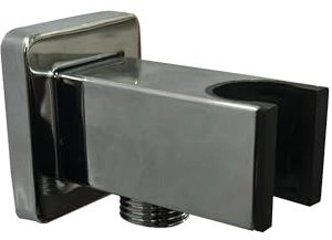 BooeDareno 3pcs Wall Supply Elbow with Hand Shower Holder Square 1/2″Shower Hose Connector, Wall Mount Drop Ell Union Water Outlet(Chrome)