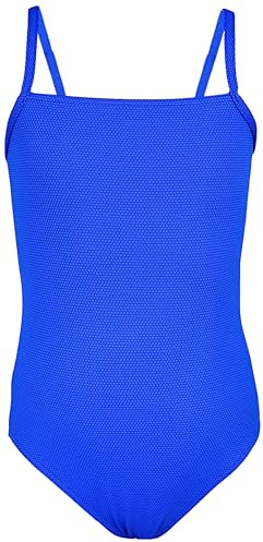 Aquarti Maillot de Bain Fille – Maillot de Bain Une Pièce pour Fille à Bretelles Fines, Jacquard Points Bleu Bleuet, 170