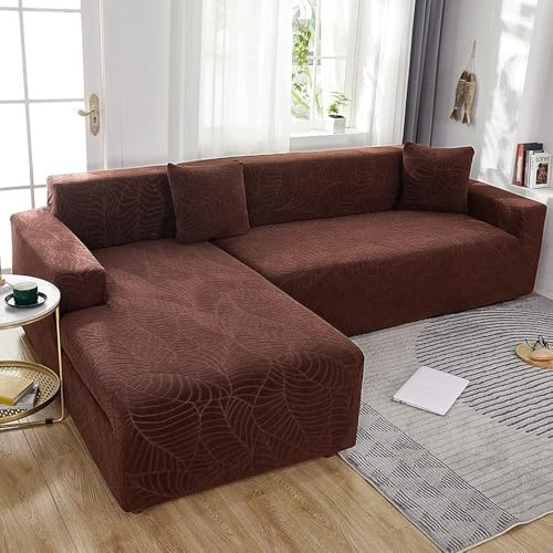 OKJK Sofa überzug l Form, Sofabezug wasserdicht, Jacquard Stretch sofaüberwurf, All-Inclusive, rutschfest, Sofaschoner rutschfest für das Wohnzimmer Liege Sofa (Dark Gray,3 Seater 190-225cm)