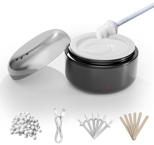 Nasenwachs-Kit, Ohrhaarentfernungs-Wachs-Kit mit 50 g Wachs, 6 Holzstäbchen, 6 Nasenstäbchen, tragbarer Wachswärmer für Männer und Frauen, schnell und schmerzfrei