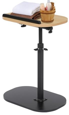 HOARLICN Beistelltisch C Form, Beistelltisch Höhenverstellbar 45 X 30cm 360° C Stabile Struktur mit Einstellbare Höhe Schlanker Boden für Wohnzimmer, Arbeitszimmer, Schlafzimmer (Holzton)