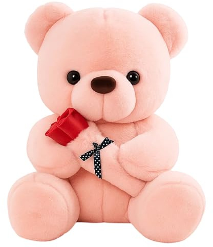 JazRvr 1 Stück Teddybär mit Rose, teddybär, teddybär mit Herz, Rosen teddybärs, teddybäres klein, Teddy Bear, Stofftier Teddy Bär Plüschtier, Schmusetier Geschenke für Kinder Geburtstag Valentinstag