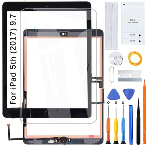H&LYCYJ Écran Tactile pour iPad 5 2017 9.7 Noir avec Le Bouton Home | Pas d'écran LCD，Porter un kit d'outils，Remplacer l'écran，pour les modèles:A1822 A1823