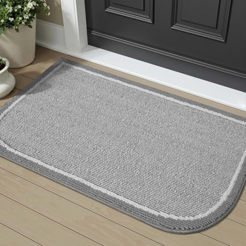SIXHOME Fußmatte 40 * 60 cm, rutschfeste Schmutzfangmatte Innen mit strapazierfähig Kantenbindung, waschbar Fussmatte weich für Flur Schmutz und Eingang Vord und Hintertür, Küche, Grau