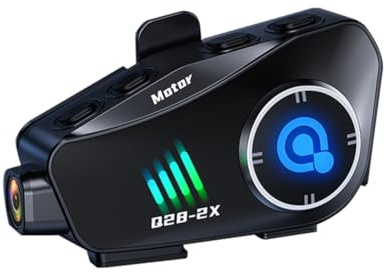 Koolenry Q28-2X Wireless Motorcycle Helmet Headset with Bluetooth, 1080P HD Video Recording & Driving Camera