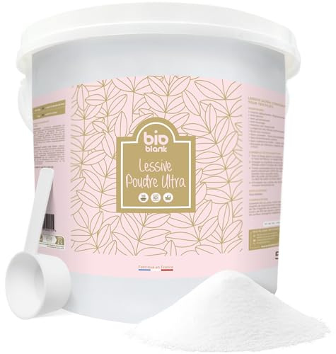 BIO BLANK Lessive Poudre Professionnelle Ultra Concentrée 166 Lavages 5kg | Anti-Taches & Dégraissant, Efficace à Froid, Pour un Linge Blanc et des Couleurs Éclatantes, Fabriqué en France