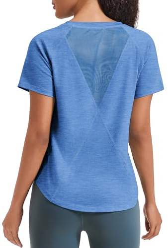PINSPARK Sportshirt Damen Kurzarm Laufshirt mit Netzstoff im Rücken