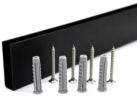Perfil de pared para mampara, acero inoxidable 304, vidrio 10 mm, con perforación, negro mate, 200 cm — Moments of Glass