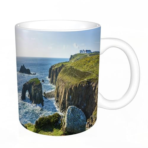 AELKSP Keramik-Kaffeetasse, große Milchkaffeetasse,Teetasse,lustige tassen,mama tasse,papa tasse,kindertasse,Küste von Cornwall,11oz/330ml