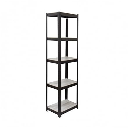 Relaxdays Standregal, HxBxT: 180 x 40 x 40 cm, grau/schwarz | 5 offene Ablagen, 300 kg, Beistellregal für Büro, Keller
