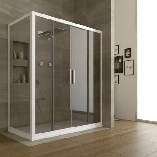 Duschkabine in PVC 120x70 CM H190 Klarglas mod. Star weißes Profil