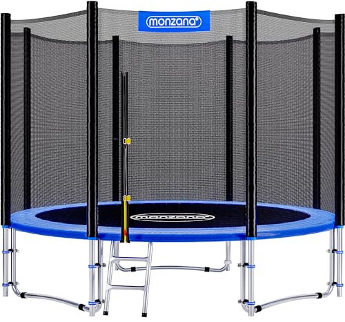 Monzana® Trampolin Ø 244 cm TÜV Rheinland GS Zertifiziert Komplettset inkl. Sicherheitsnetz Leiter Randabdeckung & Zubehör Kindertrampolin Gartentrampolin