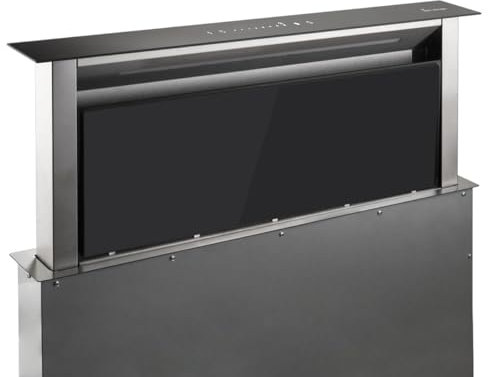 KKT KOLBE Downdraft Dunstabzug 90 cm | Tischabzug versenkbar | Dunstabzugshaube | Edelstahl | schwarzes Glas | Nachlaufautomatik | SensorTouch Bedienung | DRAFT865