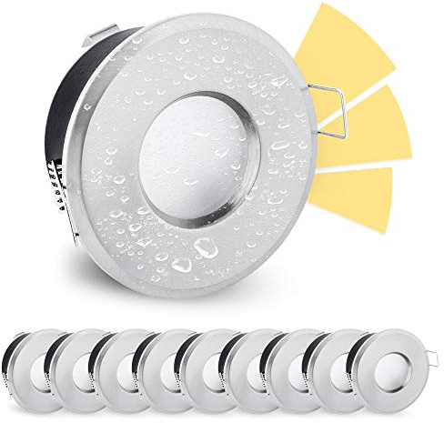 linovum LED Außen Einbauleuchte fourSTEP 4W warmweiß 10er Set gebürstet - Dimmbar ohne Dimmer mit IP65 Wasserschutz für Bad und Feuchträume