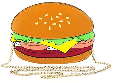 Ximimark niedliche Handtasche/Schultertasche für Damen und Mädchen, Form: Eiscreme, Hamburger, Cupcake, Pommes, Popcorn Popcorn cremefarben