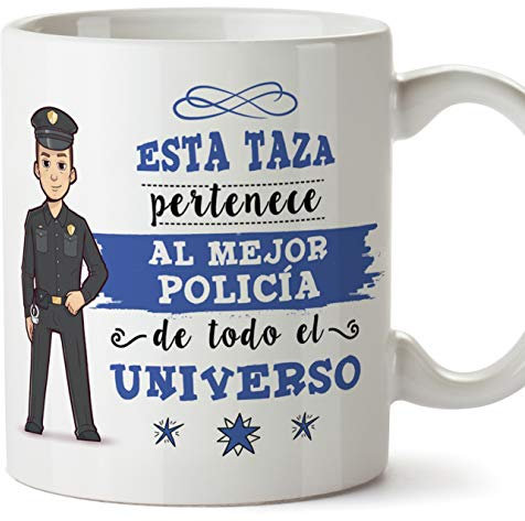MUGFFINS Policía Tazas Originales de café y Desayuno para Regalar a Trabajadores Profesionales - Esta Taza Pertenece al Mejor Policía del Universo