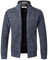Jinsha Cardigan da Uomo Lavorato a Maglia, con Cerniera Intera, Caldo Maglione Invernale Foderato in Pile(Blue Grey XXL)