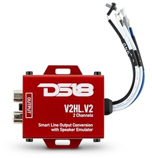 DS18 V2HL.V2 Hi/Lo Converter 2-Channel with Speaker Emulator - High-Level Speaker Signal to Low-Level - Smart line Output 2CH High-Level Input and 2CH RCA Output