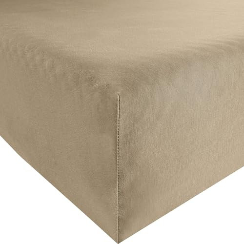 Erwin Müller Spannbettlaken, Spannbetttuch Nürnberg Doppel-Jersey, Taupe Größe 90x190 cm - 100x200 cm - strapazierfest, formtreu, temperaturausgleichend, mit Rundumgummi