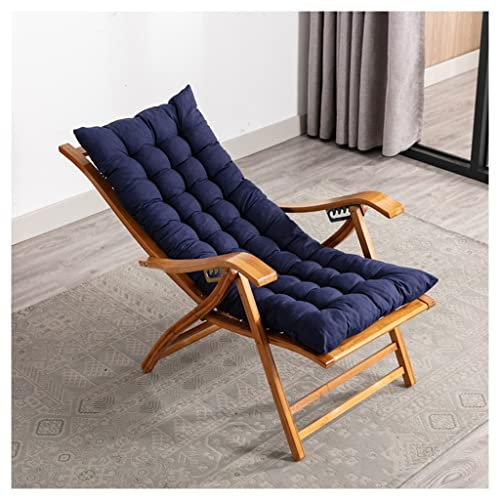 DUNAKE Liegestuhl Klappbar, Chaiselongue Indoor Mit Armlehnen, Holz-Akzent-Stuhl Mit Kissen 5-Fach Verstellbarer Rücken Faltbarer Sessel Aus Bambus Tragbar Für Patio Lawn Beach Pool (Color : Blue)