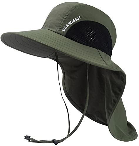 Bassdash Chapeau de Soleil Unisexe Femmes Chapeau de Soleil UPF 50+ Large Bord avec Grande Protection de la Nuque - Queue de Cheval - pour Homme et Femme