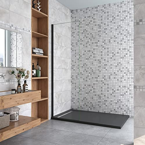 AICA paroi de douche 70x200cm En 8mm verre anticalcaire paroi de douche à l'italienne profil Noir mat
