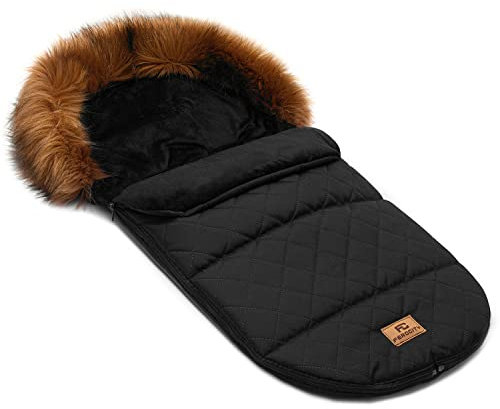 Baby Fußsack Minky WinterFußsack für Kinderwagen Maße 85 cm für Buggy Gesteppt Schwarz [071]