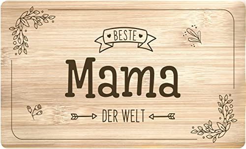 Frühstücksbrettchen mit Spruch Beste Mama der Welt - Holzbrett Made in Germany aus Echtholz - Geschenk für Mutter (Mama)