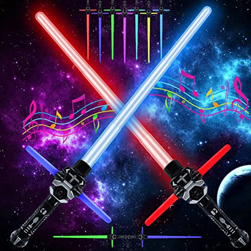 Laser Spada,RGB 7Colori con Suono di Combattimento,Spada Laser per Bambini,Spada Laser Spazio Wars,Regalo Cosplay di Halloween di Natale per Ragazzo