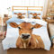 Kuh Tiere Bettwäsche 135×200 Weiche Mikrofaser 3D Druck Braune Kuh Bettbezug mit Reißverschluss Für Kinder Zimmer Dekor Jungen Mädchen 3 Teilig Bettwäsche Set mit 2 Kissenbezüge 80×80 cm