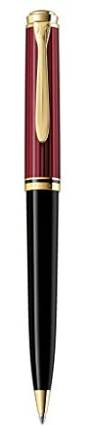 Pelikan Kugelschreiber Souverän 800, Schwarz-Rot, hochwertiger Druckkugelschreiber im Geschenk-Etui, 816649