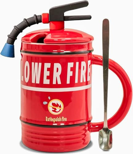 ZONSUSE Feuerlöscher Tasse Personalisiert,Becher in Form Eines Feuerlöschers,Kaffeebecher Porzellan,Lustige Geschenke für Männer Frauen Firemen Liebhaber Freunde Kollegen Kinder Geburtstage (Rot)