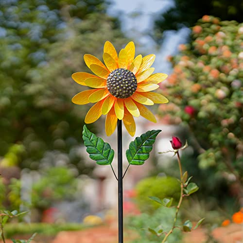 Viveta Sunflower Wind Spinner, 56 Metal Wind Spinner with Stake, Wind Spinners for Yard and Garden Lawn Patio Decor