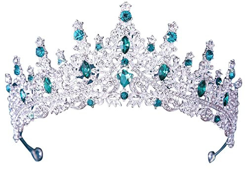 rockible Shinning Brautkrone, Brauthaarschmuck, Kopfbedeckung Strass Tiara, Prinzessin Kopfbedeckungen für Halloween Prom Karneval Hochzeit Proms, GRÜN