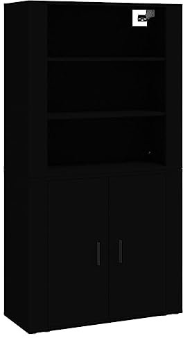 vidaXL Highboard, Sideboard mit viel Stauraum, Mehrzweckschrank Aktenschrank Wandmontage, Kommode Schrank für Wohnzimmer, Modern, Schwarz Holzwerkstoff