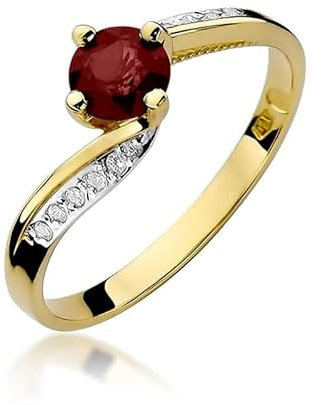 Damen Ring 585 14k Gold Gelbgold echt Rubin Edelstein Diamanten Brillanten