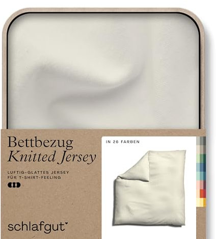 schlafgut Knitted Jersey Bettwäsche 135x200cm Bettdecke Bezug einzeln, Multicolor Uni, weich und faltenfrei mit Elasthan (Yellow Light, 200x200)