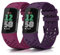KeeFos 2 Stück Armband Kompatibel mit Fitbit Charge 5 / Fitbit Charge 6, Silikon Ersatzarmband Uhrenarmband Herren Damen für Silikonbändern, Fitbit Charge 5 / Fitbit Charge 6 Armbänder (Rot + Lila)