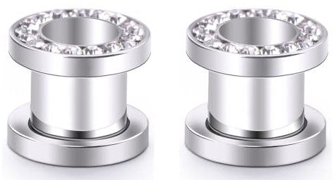 Decentraland Golden 2 Stück 316L Edelstahl O Ohrmessgeräte Kubische Zirkonia-Tunnel Ohren Schraubverschluss Körperpiercing-Schmuck