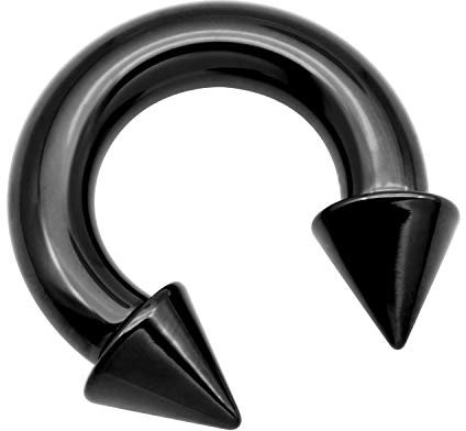 FECTAS PA Ring Prince Albert Piercing Innengewinde Rundspieß Hufeisen Spike 12G 12mm Chirurgenstahl Körperschmuck für Männer Frauen Schwarz