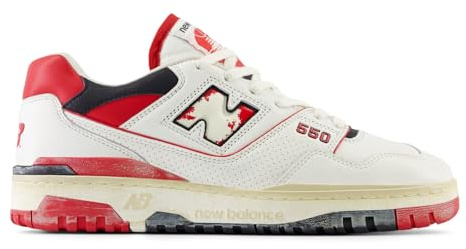 New Balance Herren 550 Sneaker, Sea Salt/Team Red/Black, 8