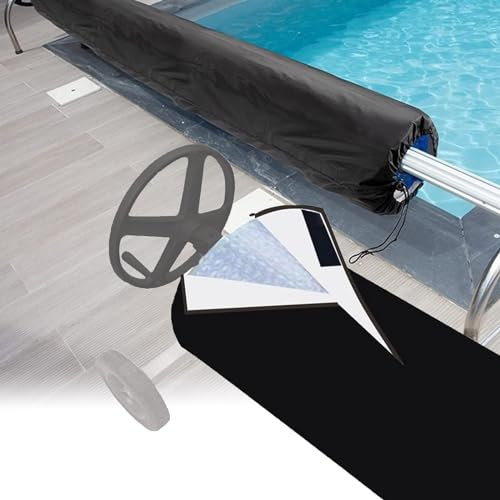 YURCI Swimming Pool Solar Reel Protective Cover, Solar Blanket Heavy Duty Waterproof UV Resistant Inground Swimming Pool Solar Reel Cover Hooks for Inground Pool