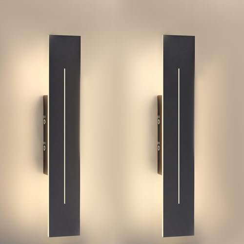 ZMH 2er set Wandleuchte Innen Wandlampe LED- 30CM Modern Flurlampe Warmweiß Schlafzimmer Schwarz Treppenhauslampe 8W Wandbeleuchtung für Flur Wohnzimmer
