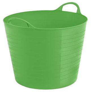 LIME GREEN - Small/Large/Extra Large Multipurpose Flexi Tub Garden Home Flexible Plastic Toy Storage Container Bucket Tub Trugs Animal Feeding Tub Laundry Basket - (42 Litre)