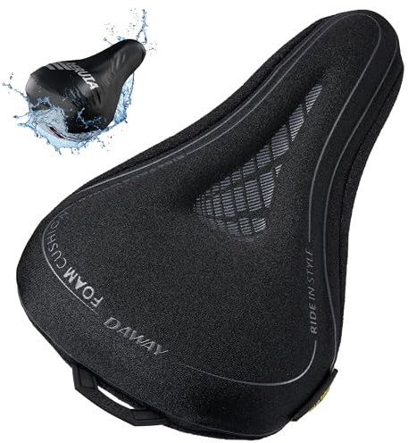 DAWAY C7 Bequeme schmale Fahrrad Sitzbezug - Weicher Memory Foam gepolsterte Heimtrainer Sitzkissen für Männer Frauen Kinder Komfort, für Peloton, Mountain Road Sattel, 28 x 20 cm
