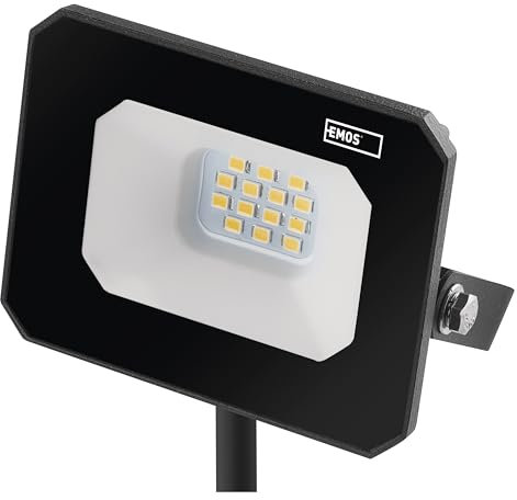 EMOS LED Strahler SIMPO 10 W, IP65 wasserdichtes Flutlicht für Feuchtraum oder Außen, superhell 1000 lm, Neutralweiß 4000 K, Lebensdauer 25 000 Stunden, inkl. 20 cm Anschlusskabel
