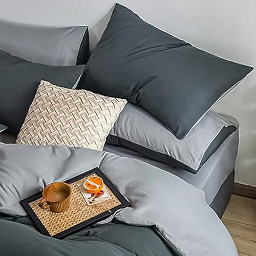 AShanlan 2er Set Kissenbezug 80x80 Anthrazit Grau Kopfkissenbezug 80 x 80 Mikrofaser Kissen Bezug 80x80cm mit Reißverschluss Doppelpack Polsterbezug Set Pillow Case Pillow Cover