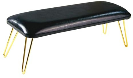 perfk Nail Table Mat,Manicure Hand Rest,PU Leather,Nail Art Accessories Tool,Nail Hand Rest,for,Nail Technician Use,Must Have, Black and gold