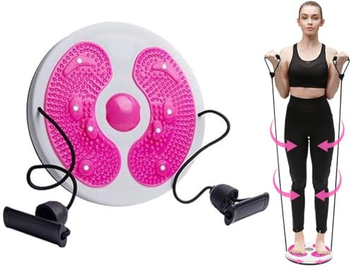 Twist Waist Disc Board mit Kordelzug, Taillenabnehmendes Multifunktions-Magnet-Balance-Board-Pedal, Widerstandsbänder Massage-Fußsohle Heimfitnessgeräte, Aerobic-Übungen Fitness-Zubehör (Rose Rot)