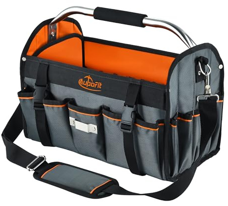 Aupofit 16-Inch Open-Top Tool Tote, 29-Pocket Pro Bag for All Trades | Heavy Duty Tool Bag Trusted by Electricians Plumbers HVAC. Built with Rigid PE Panel, 1680D Fabric & Soft Padded Handle